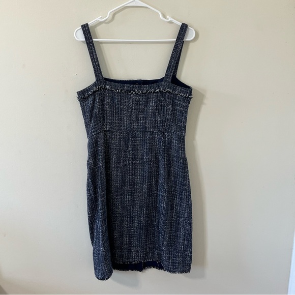 Banana Republic Navy Blue Tweed Button-Front Sleeveless Mini Dress Size 10 - Picture 4 of 12